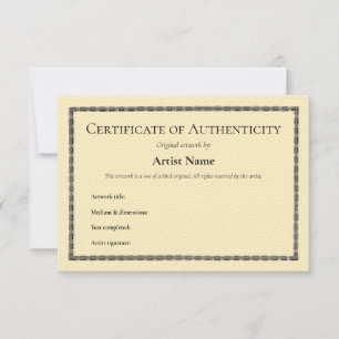 Vintage Echtheitsbescheinigung Dankeskarte