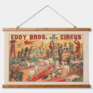 Vintage Eddy Brothers Zirkusposter Wandteppich Mit Holzrahmen