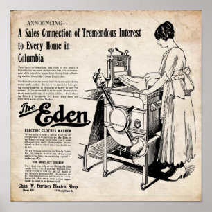 Vintage Eden Electric Clothes Washer Druck Poster