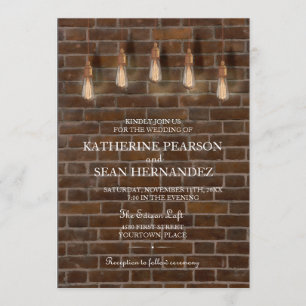 Vintage Edison Lightbulbs Industrial Chic Wedding Einladung