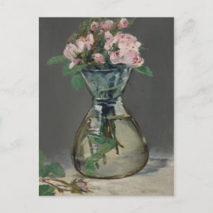 Vintage Edouard Manet Moss Rose in einer Vase Postkarte