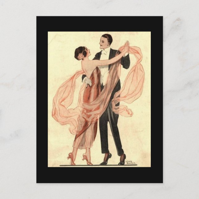 Vintage Edwardian Dancing Couple Postcard Postkarte (Vorderseite)
