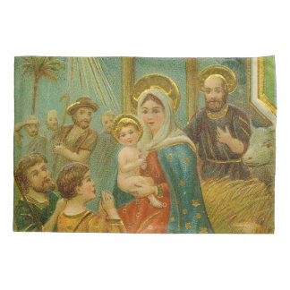 Vintage Edwardian Era Nativity Christmas Card Kissenbezug