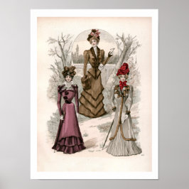 Vintage Edwardian Fashion 3 Ladys in Woods Poster