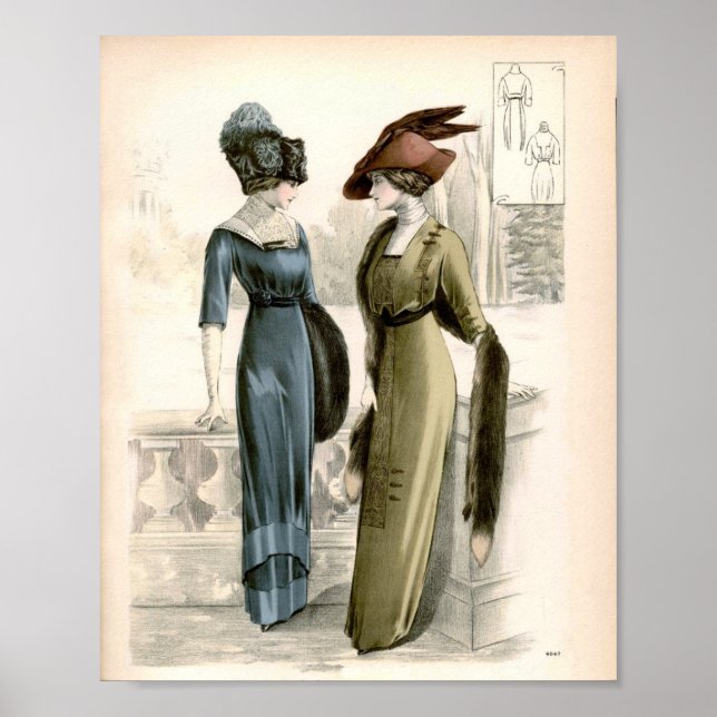 Vintage Edwardian Fashion Illustration Ladys Chat Poster (Vorne)