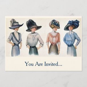 Vintage Edwardian Fashion von 1910 Einladung