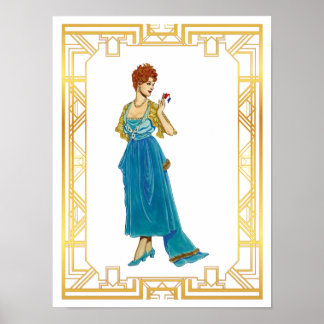Vintage Edwardian Kleid Mode Vintage Kunst Poster
