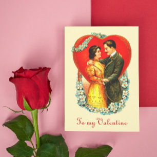 Vintage Edwardian Paar Florales Herz Valentinstag Feiertagspostkarte