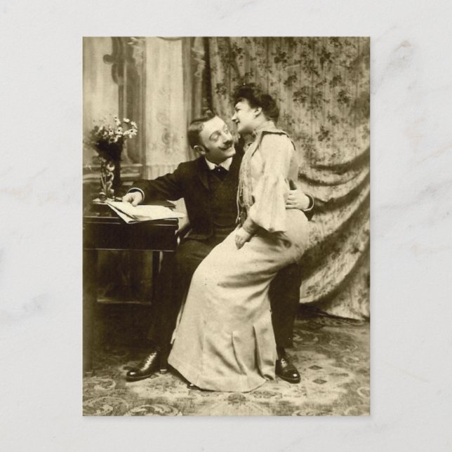 Vintage Edwardian Romantic Couple Postcard Postkarte (Vorderseite)