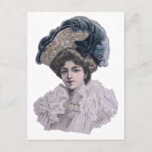 Vintage Edwardianische Damenporträt Eleganter bl Postkarte
