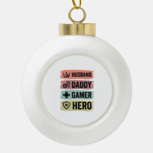 Vintage Ehemann Daddy Gamer Held Geometrisches T-S Keramik Kugel-Ornament