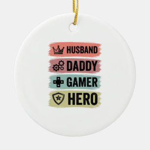 Vintage Ehemann Daddy Gamer Held Geometrisches T-S Keramik Ornament