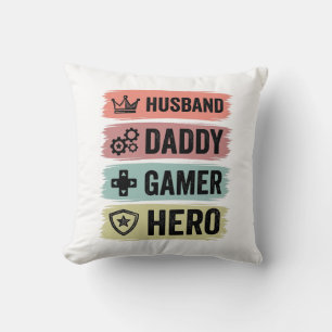 Vintage Ehemann Daddy Gamer Held Geometrisches T-S Kissen