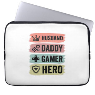 Vintage Ehemann Daddy Gamer Held Geometrisches T-S Laptopschutzhülle