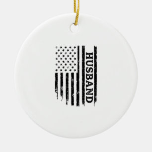 Vintage Ehemann Patriotisches Flagge-Shirt-Design_ Keramik Ornament