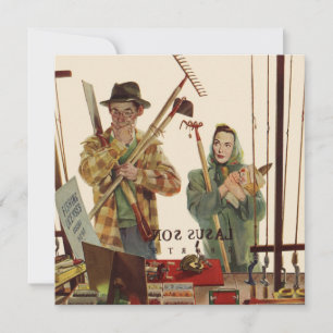 Vintage Ehepaar mit Gartengeräten