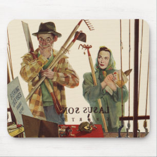 Vintage Ehepaar mit Gartengeräten Mousepad