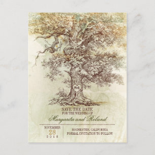 Vintage-Eichenbaum Save-the-Date-Postkarten Ankündigungspostkarte