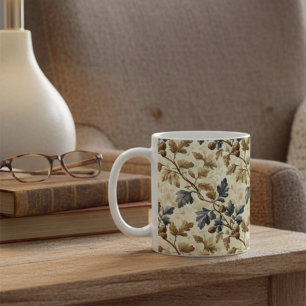 Vintage Eichenlaub Elegantes Blau und Gold Kaffeetasse
