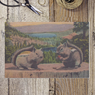 Vintage Eichhörnchen Bergszene Seidenpapier