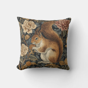 Vintage Eichhörnchen- und Blumenmuster Kissen