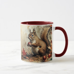 Vintage Eichhörnchen und Eicheln im Herbst Tasse