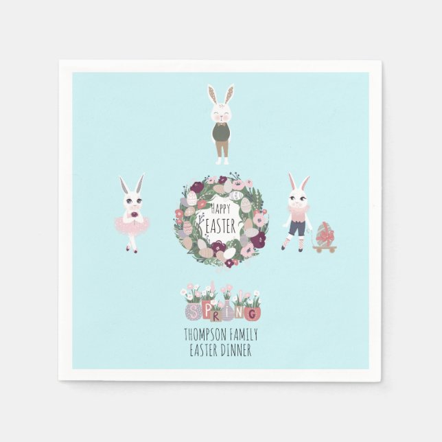 Vintage Eier Sonnige Wildblumen Personalisiert Ost Serviette (Vorderseite)