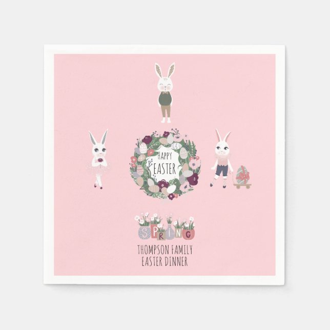 Vintage Eier Sonnige Wildblumen Personalisiert Ost Serviette (Vorderseite)