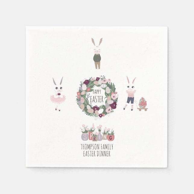 Vintage Eier Sonnige Wildblumen Personalisiert Ost Serviette (Vorderseite)