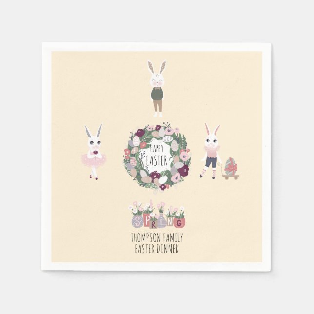 Vintage Eier Sonnige Wildblumen Personalisiert Ost Serviette (Vorderseite)