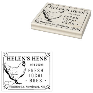 Vintage Eierkarton Briefmarke Hen und Eier Gummistempel