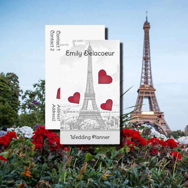 Vintage Eiffel Tower   - red hearts Visitenkarte (Von Creator hochgeladen)