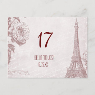 Vintage Eiffel-Turm Hochzeit Tisch Karte Postkarte