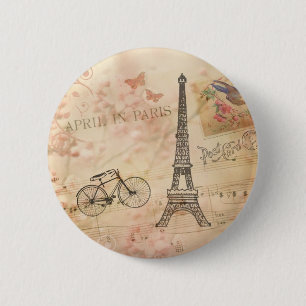 Vintage Eiffel-Turm-Kunst Button