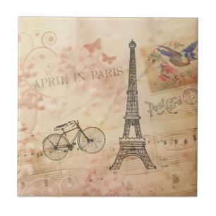 Vintage Eiffel-Turm-Kunst Fliese