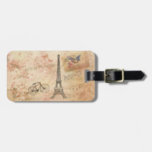 Vintage Eiffel-Turm-Kunst Gepäckanhänger
