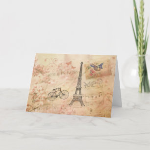 Vintage Eiffel-Turm-Kunst Karte