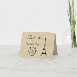Vintage Eiffel-Turm-Paris-Poststempel-Hochzeit Dankeskarte