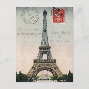 Vintage Eiffel-Turm-Postkarte Einladung