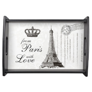 Vintage Eiffel-Turm-Typografie-Paris-Liebe Tablett