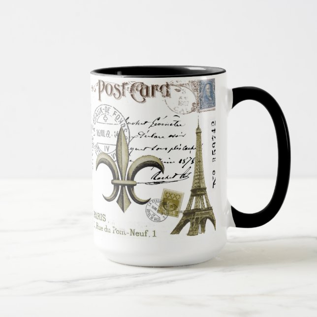 Vintage Eiffel-Turmkaffee-Tasse Tasse (Rechts)