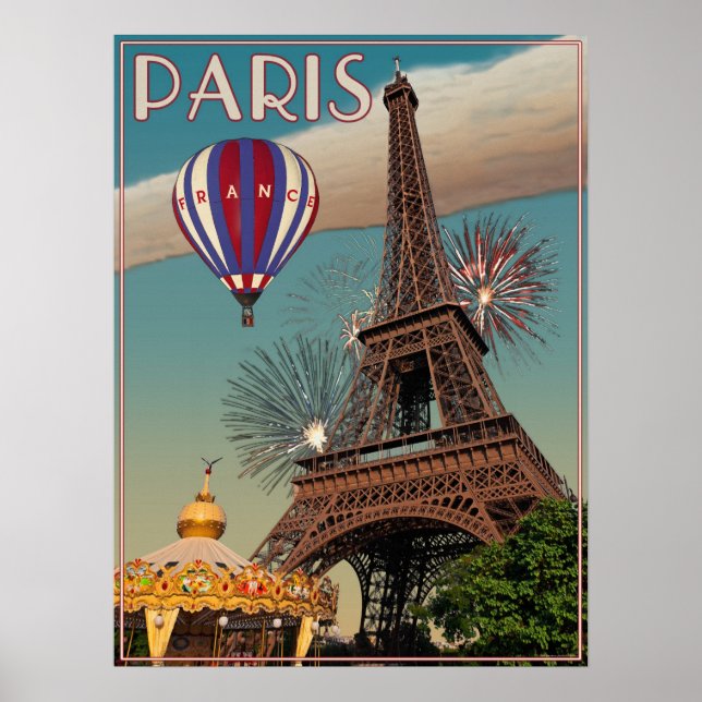 Vintage Eiffelturm - 18x24 Poster (Vorne)
