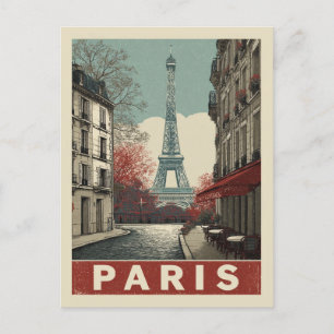 Vintage Eiffelturm Café Paris Frankreich Aquarell Postkarte