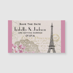 Vintage Eiffelturm Collage Save-the-Date Magnetkarte