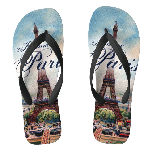 Vintage Eiffelturm Flip Flops (Fußbett)