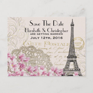 Vintage Eiffelturm im Pariser Stil - Save-the-Date Ankündigungspostkarte