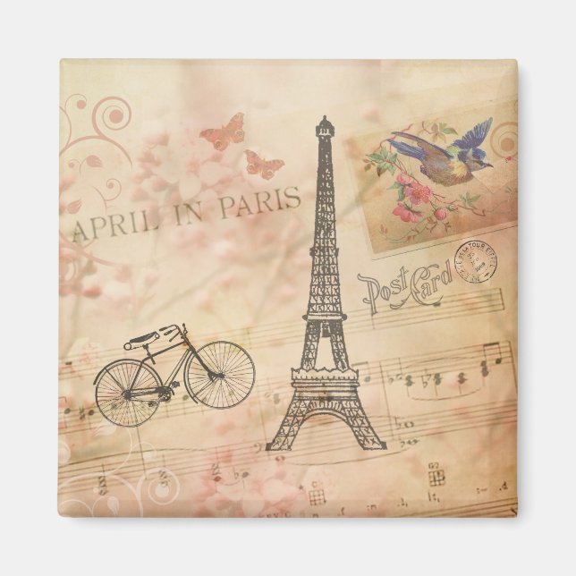 Vintage Eiffelturm Kunst Magnet (Vorne)