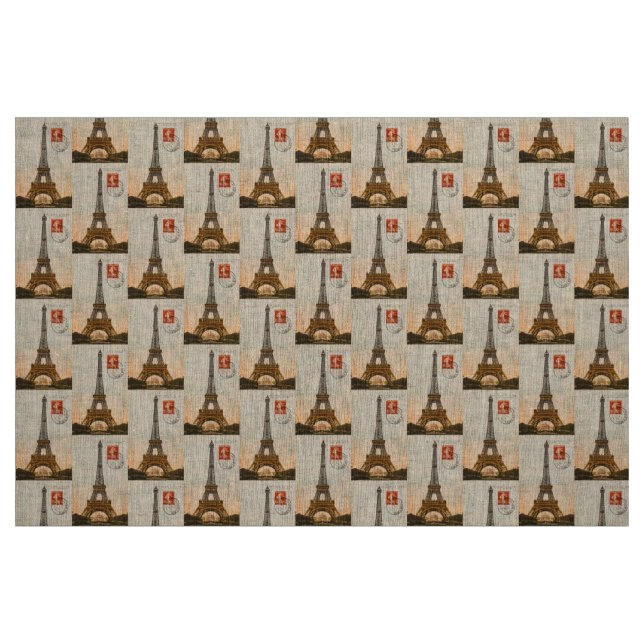 Vintage Eiffelturm Naturstoffe Stoff (Fat Quarter (45,7 x 55,9 cm))