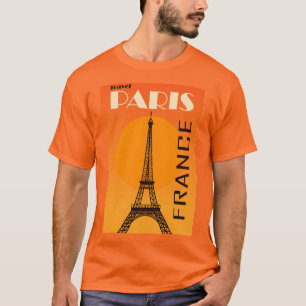 Vintage Eiffelturm Paris Europa Reise Orange T-Shirt