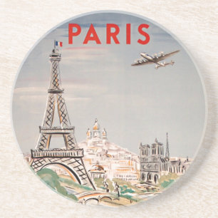 Vintage Eiffelturm Paris Flugreise Lithographie Getränkeuntersetzer
